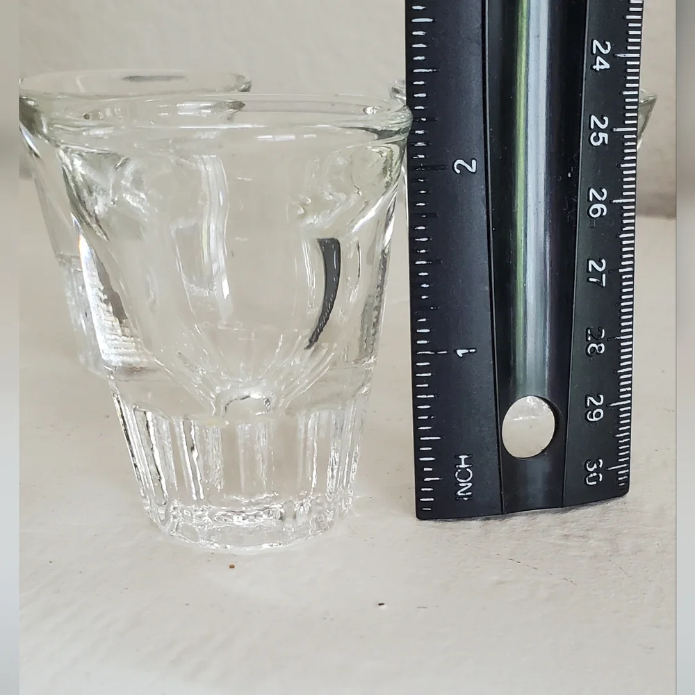 Vintage MCM, Ice Bucket + 5 Federal Glass Shotglasses, Fluted, EUC